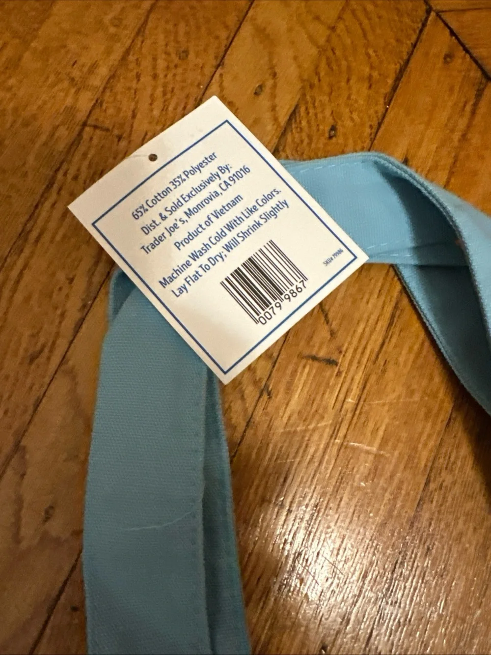 Trader Joe's Mini Cream Canvas Tote with Blue New With Tags